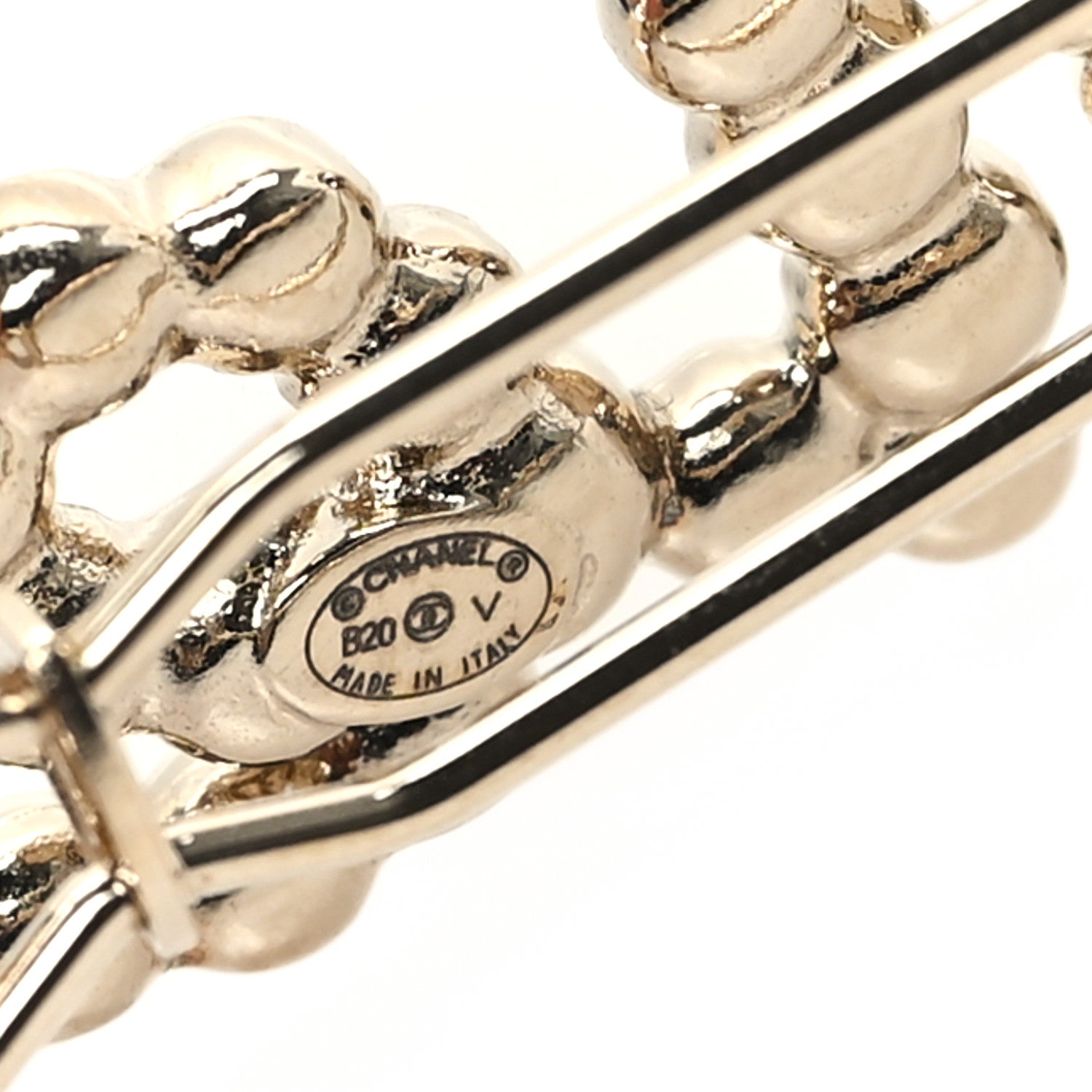 Chanel Pearl Crystal Logo Hair Clip Gold 3 of 4