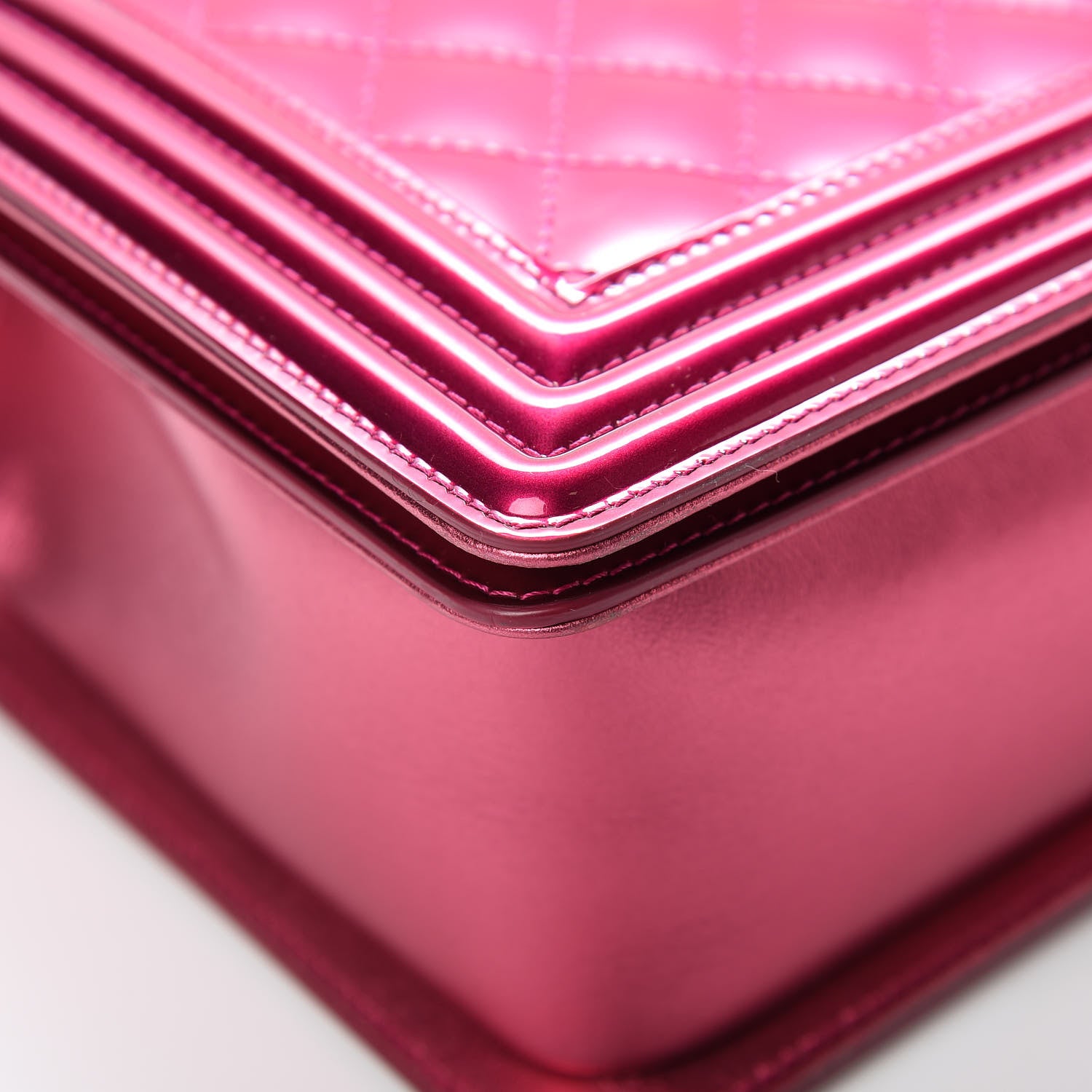 Chanel Metallic Patent Quilted New Medium Boy Flap Fuchsia 9 of 16