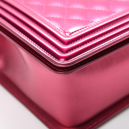 Chanel Metallic Patent Quilted New Medium Boy Flap Fuchsia 9 of 16