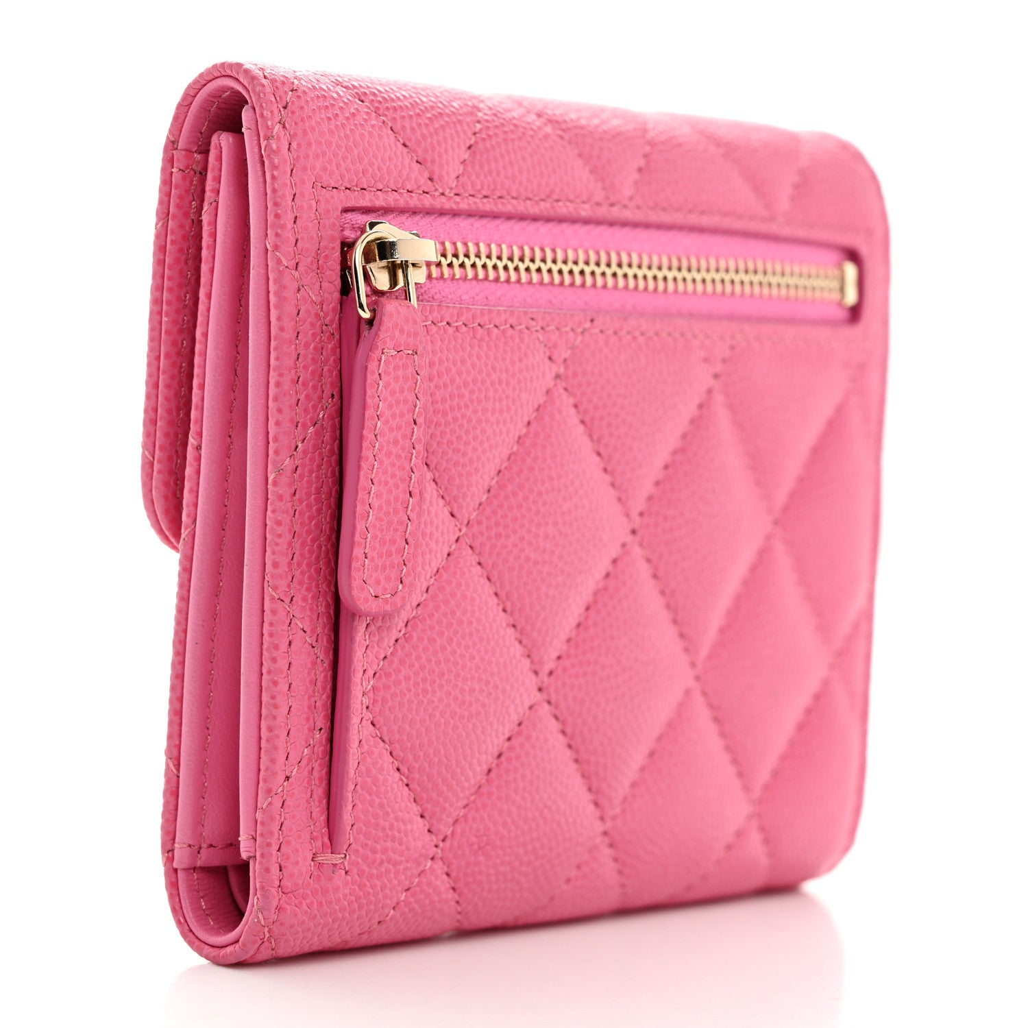 Chanel Caviar Quilted Compact Flap Wallet Pink 3 of 8