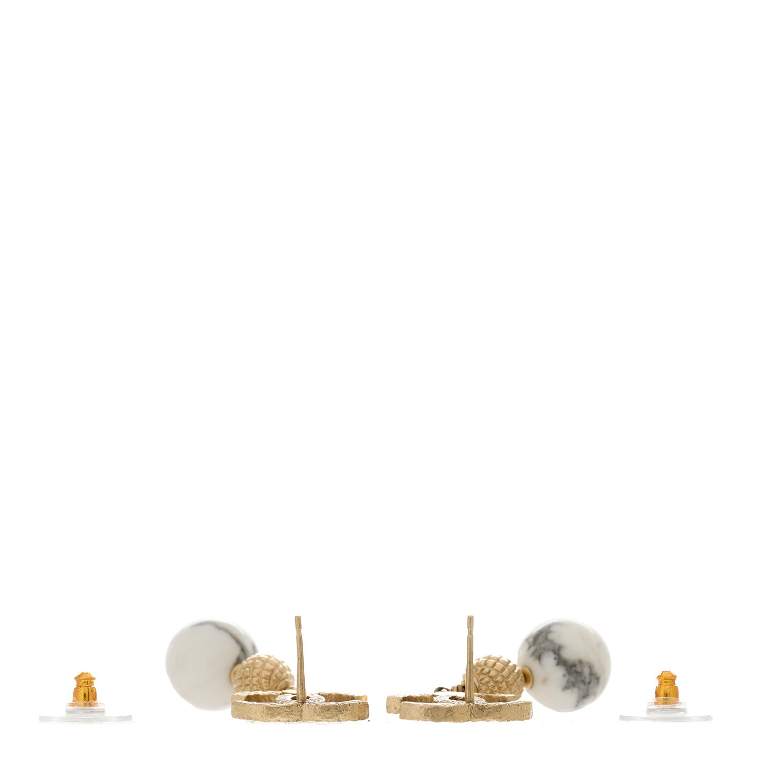 Chanel Metal Pearl Quilted CC Drop Earrings Gold White 3 of 4