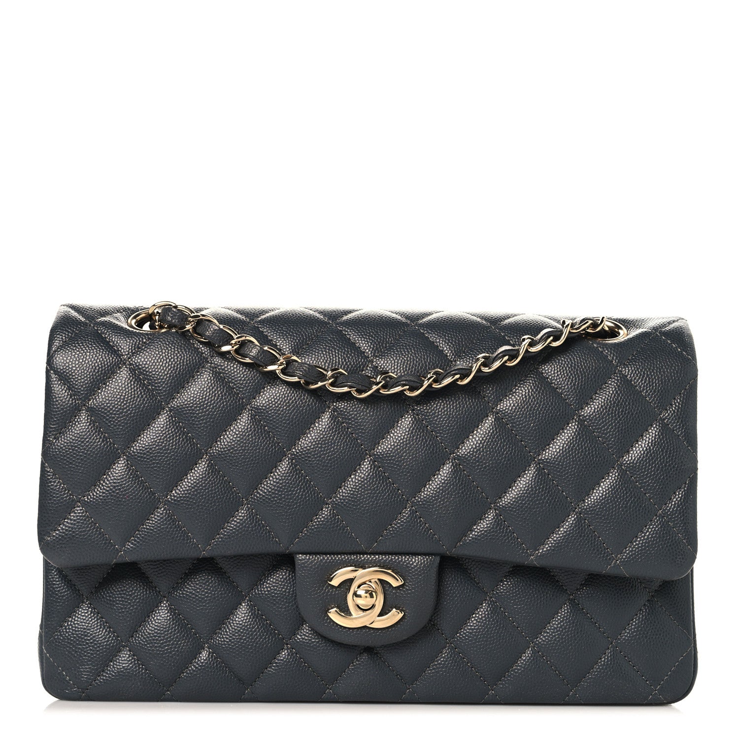 Chanel Caviar Quilted Medium Double Flap Dark Grey 1 of 10