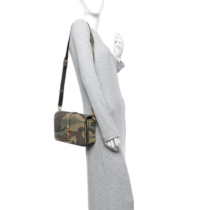Saint Laurent Suede Monogram University Camouflage Shoulder Bag Green 2 of 10