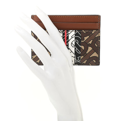 Burberry E-Canvas Monogram Stripe Card Case Bridle Brown 2 of 8