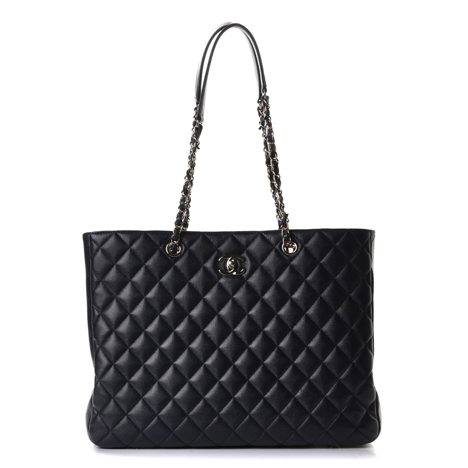 Chanel Caviar Quilted Large CC Shopping Tote Navy 1 of 5