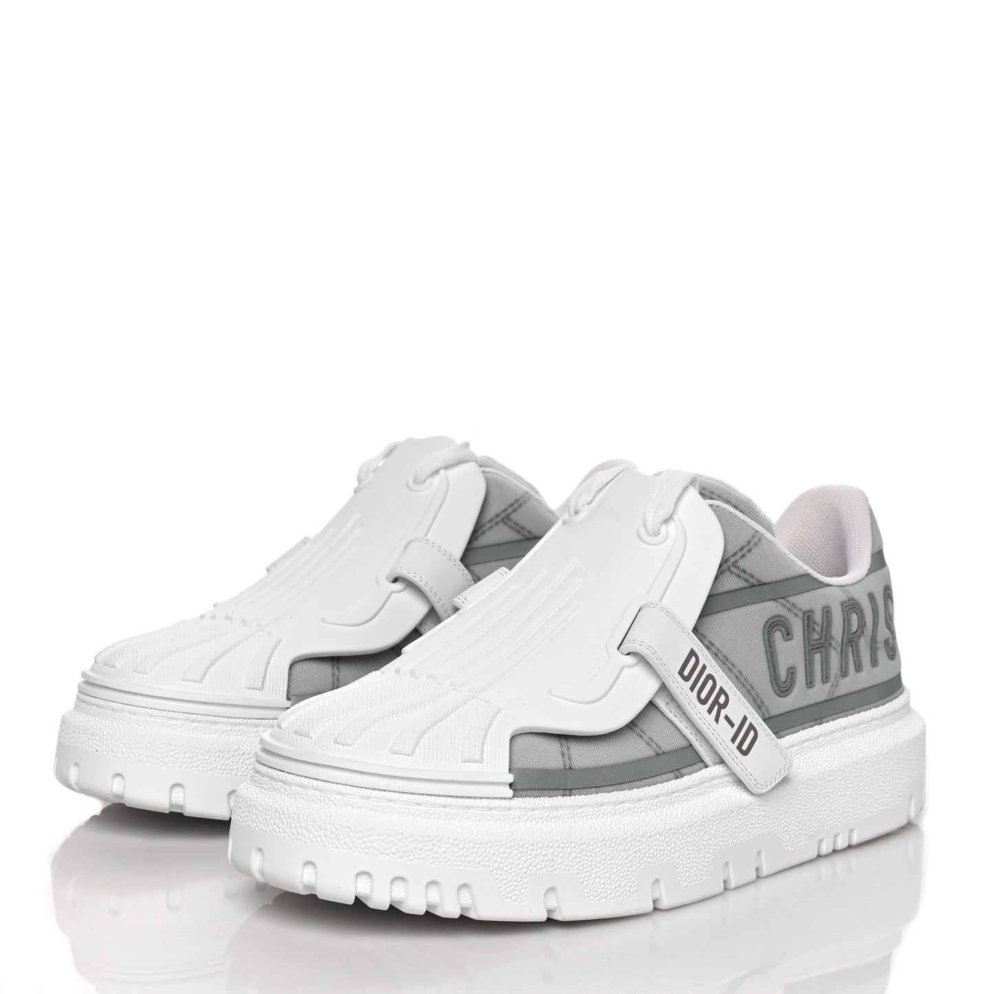 Reflective Fabric Nylon Dior-ID Platform Sneakers 38 Silver