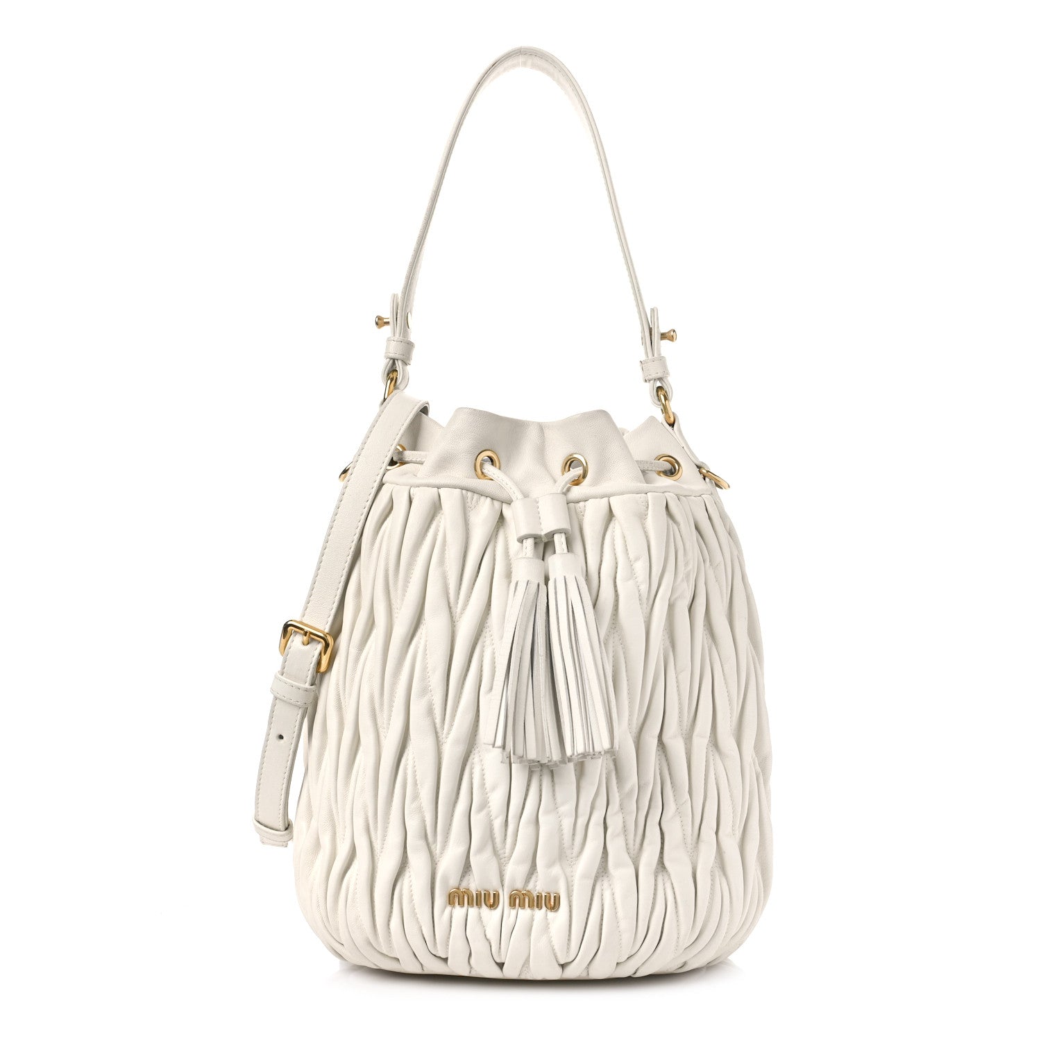 Miu Miu Nappa Matelasse Small Bucket Bag White 1 of 13
