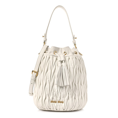Miu Miu Nappa Matelasse Small Bucket Bag White 1 of 13