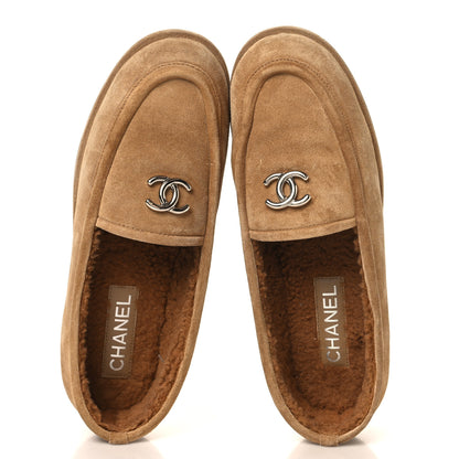 Chanel Suede Calfskin CC Loafers 41 Dark Beige 2 of 10