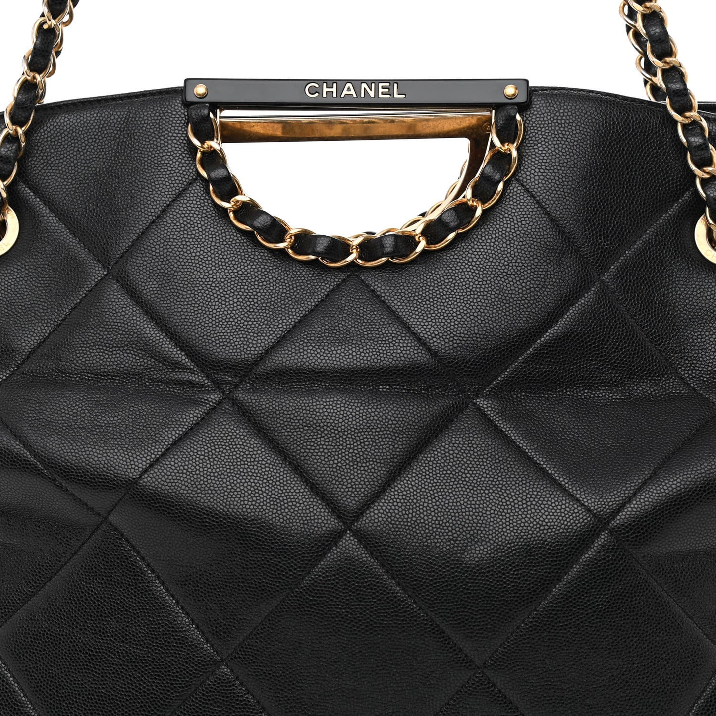 Caviar Quilted Large A Real Catch Shopping Bag Black