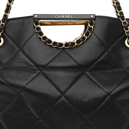 Chanel Caviar Quilted Large A Real Catch Shopping Bag Black 10 of 14