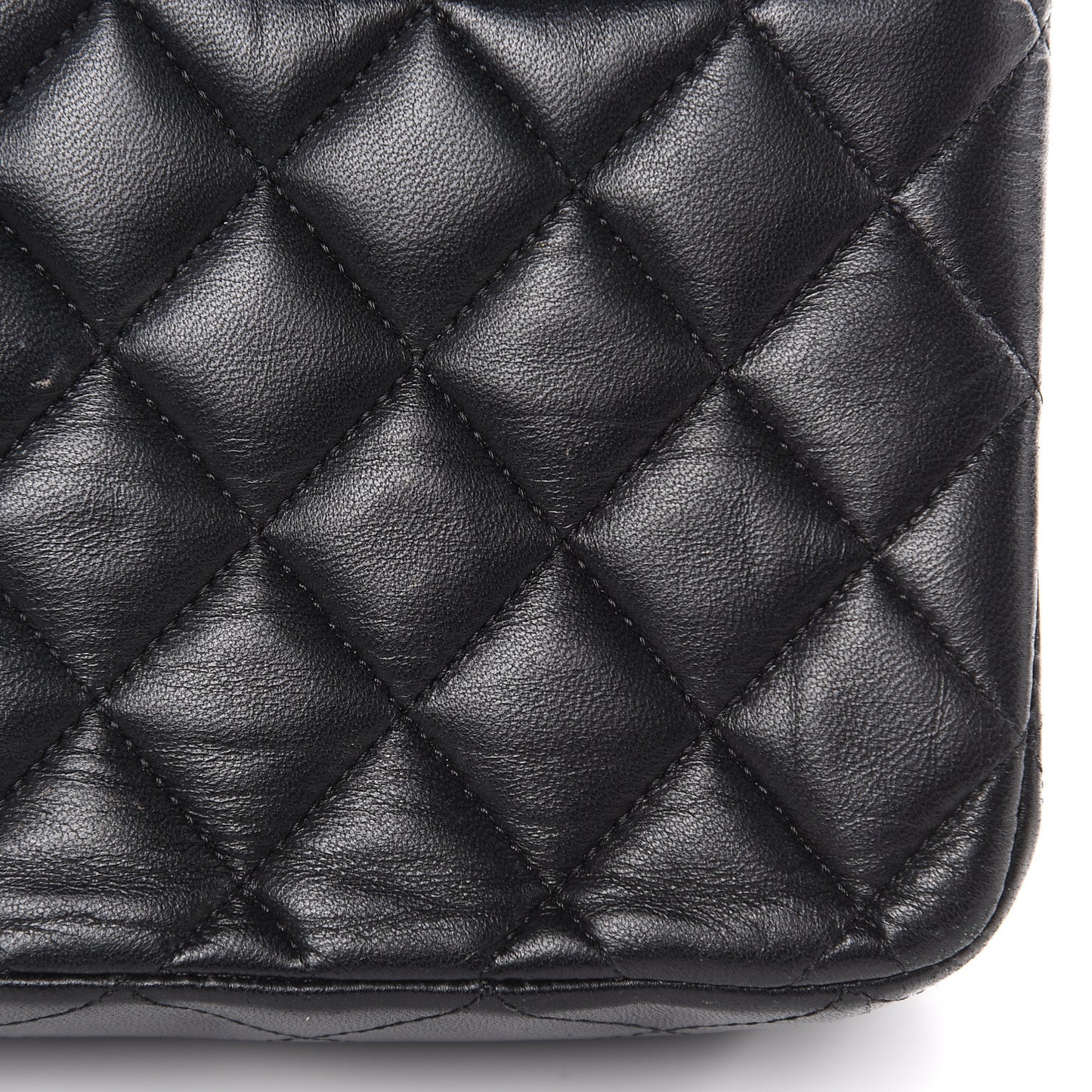 Lambskin Quilted Medium Double Flap Black