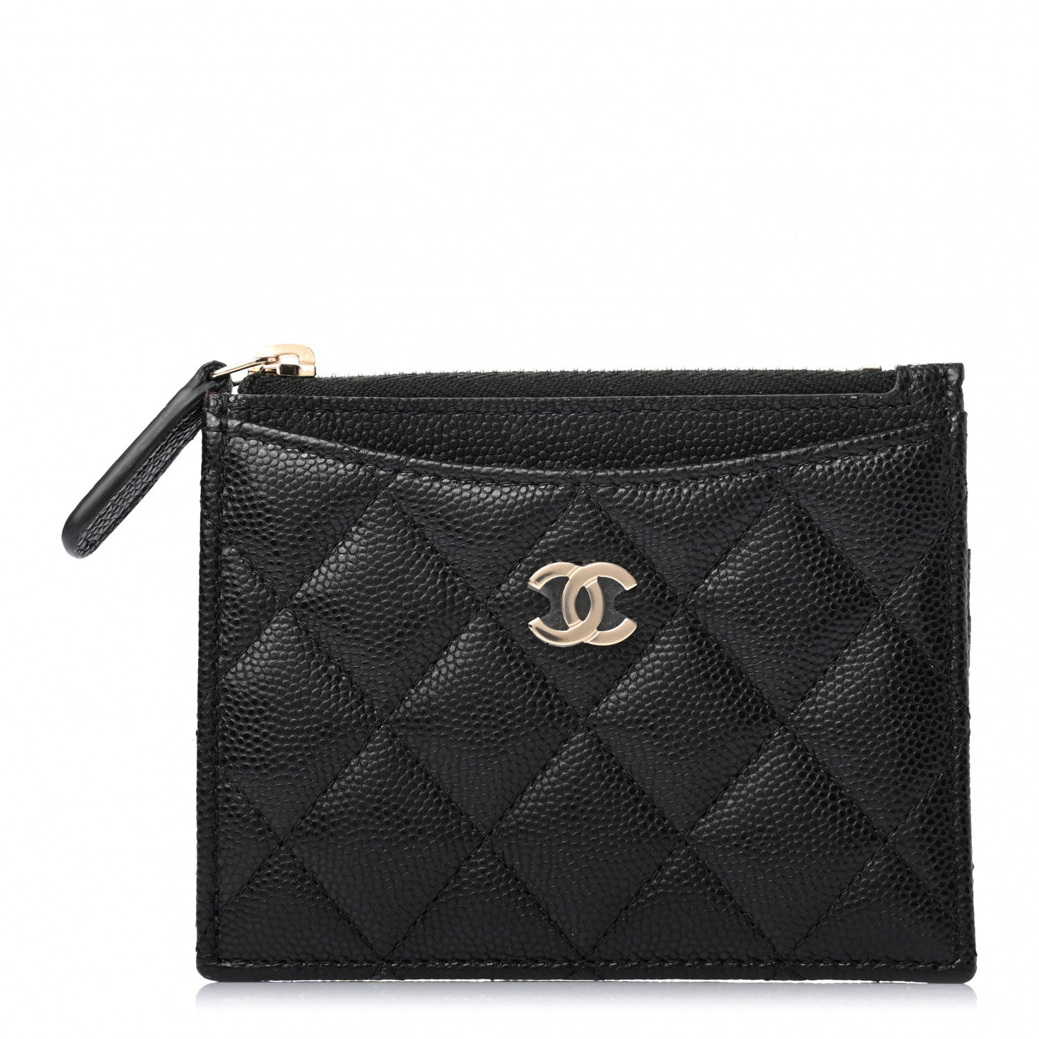 Chanel Caviar Quilted CC Zip Card Holder Black 1 of 7
