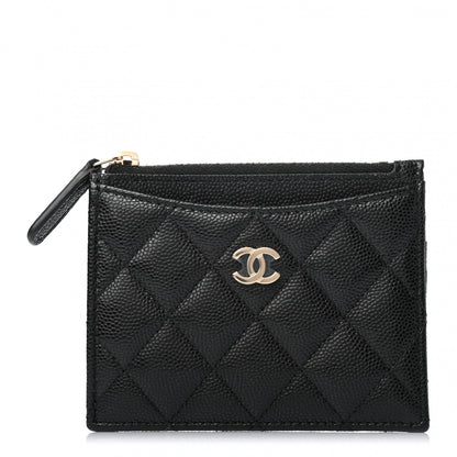 Chanel Caviar Quilted CC Zip Card Holder Black 1 of 7