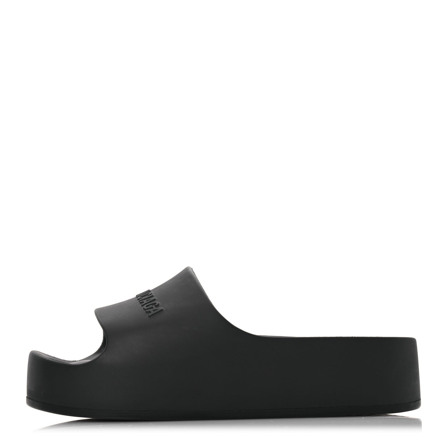 Rubber Chunky Platform Slide Sandals 39 Black