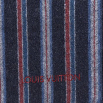 Louis Vuitton Cashmere Striped Scarf Navy 3 of 4