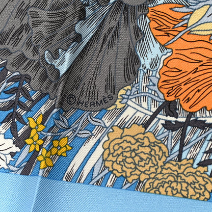 Hermes Silk Robe Legere Scarf 45 Bleu Orange Jaune 3 of 4