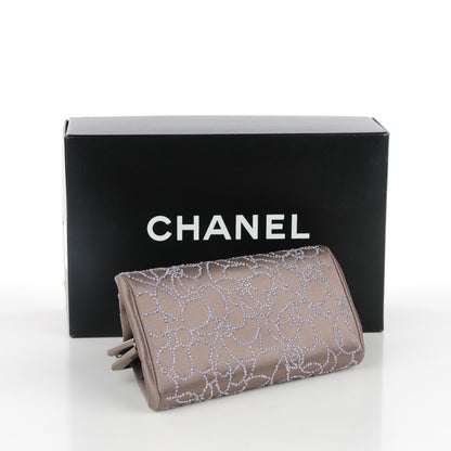 Chanel Satin Beaded Camellia Evening Bag Grey 4 of 8