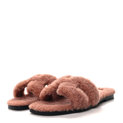 Hermes Woolskin Oran Sandals 37 Rose Aube 3 of 8