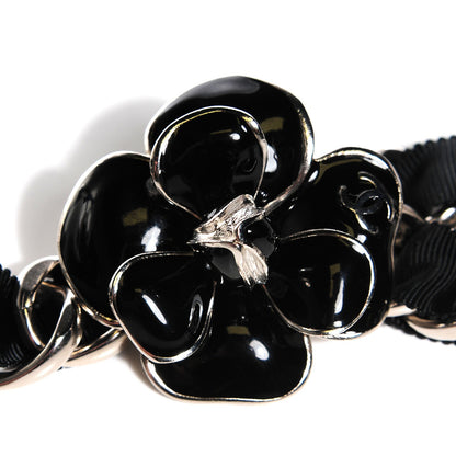 Chanel Grosgrain Camellia Chain Belt Black 5 of 8