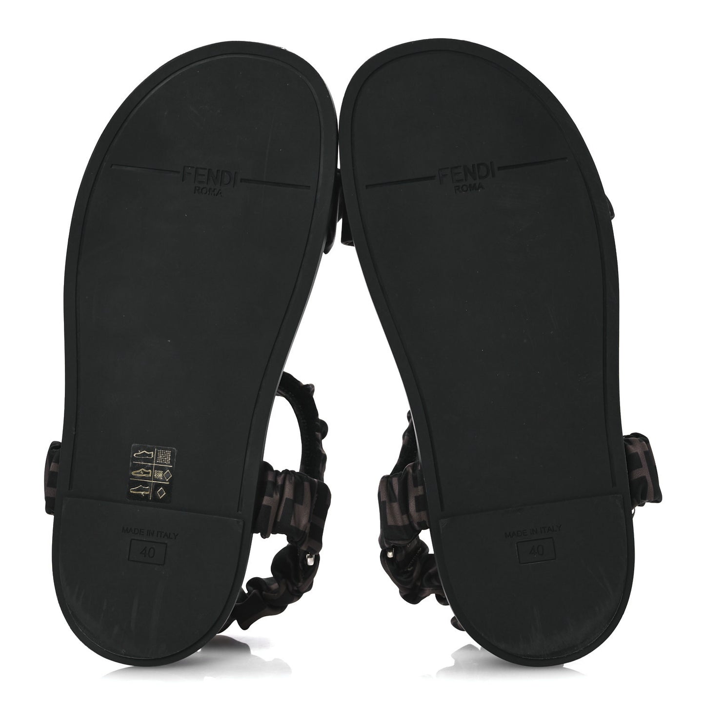 Satin FF Ruched Sandals 40 Tobacco Black