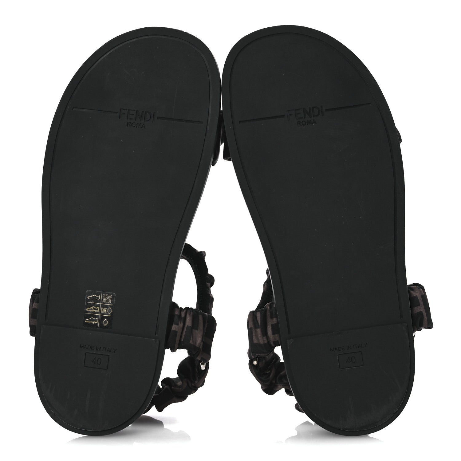 Fendi Satin FF Ruched Sandals 40 Tobacco Black 7 of 9