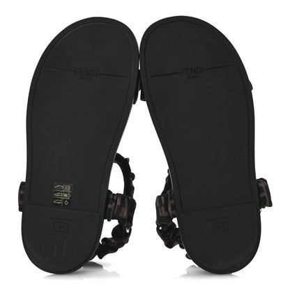 Fendi Satin FF Ruched Sandals 40 Tobacco Black 7 of 9