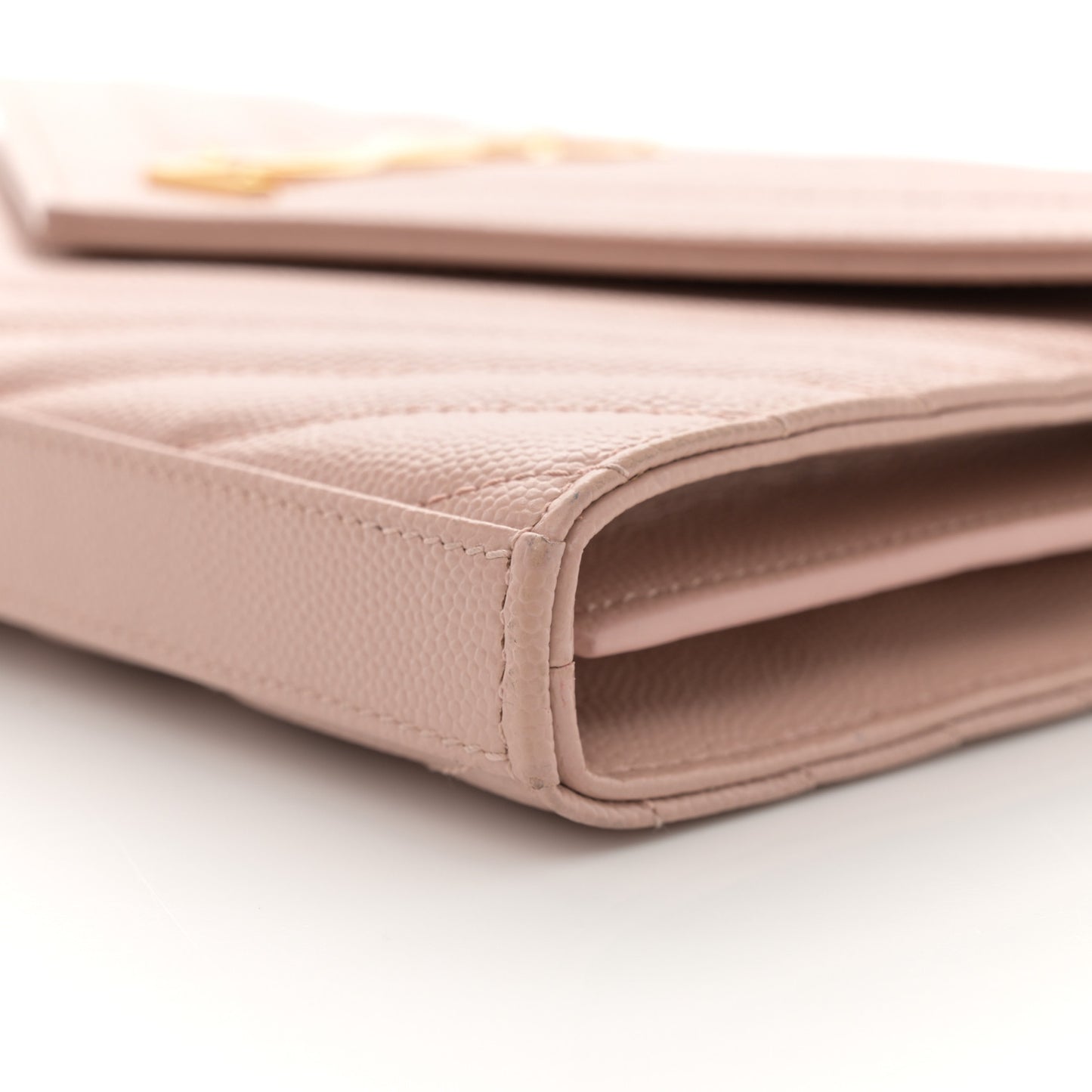 Grain De Poudre Matelasse Chevron Monogram Chain Wallet Pale Blush
