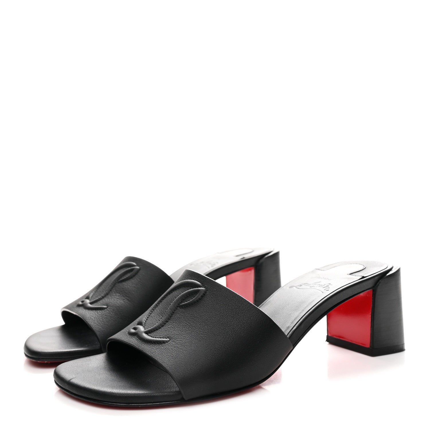 Christian Louboutin Calfskin Logo Embossed So CL 55 Mule 37.5 Black 4 of 10