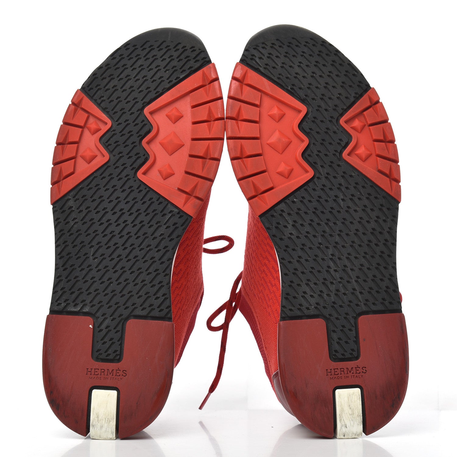Hermes Knit Goatskin Womens Addict Sneakers 36 Rouge Bali 5 of 18