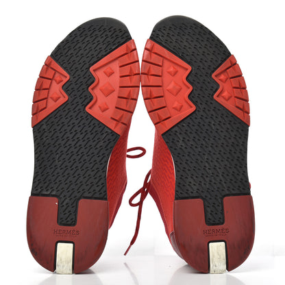 Hermes Knit Goatskin Womens Addict Sneakers 36 Rouge Bali 5 of 18