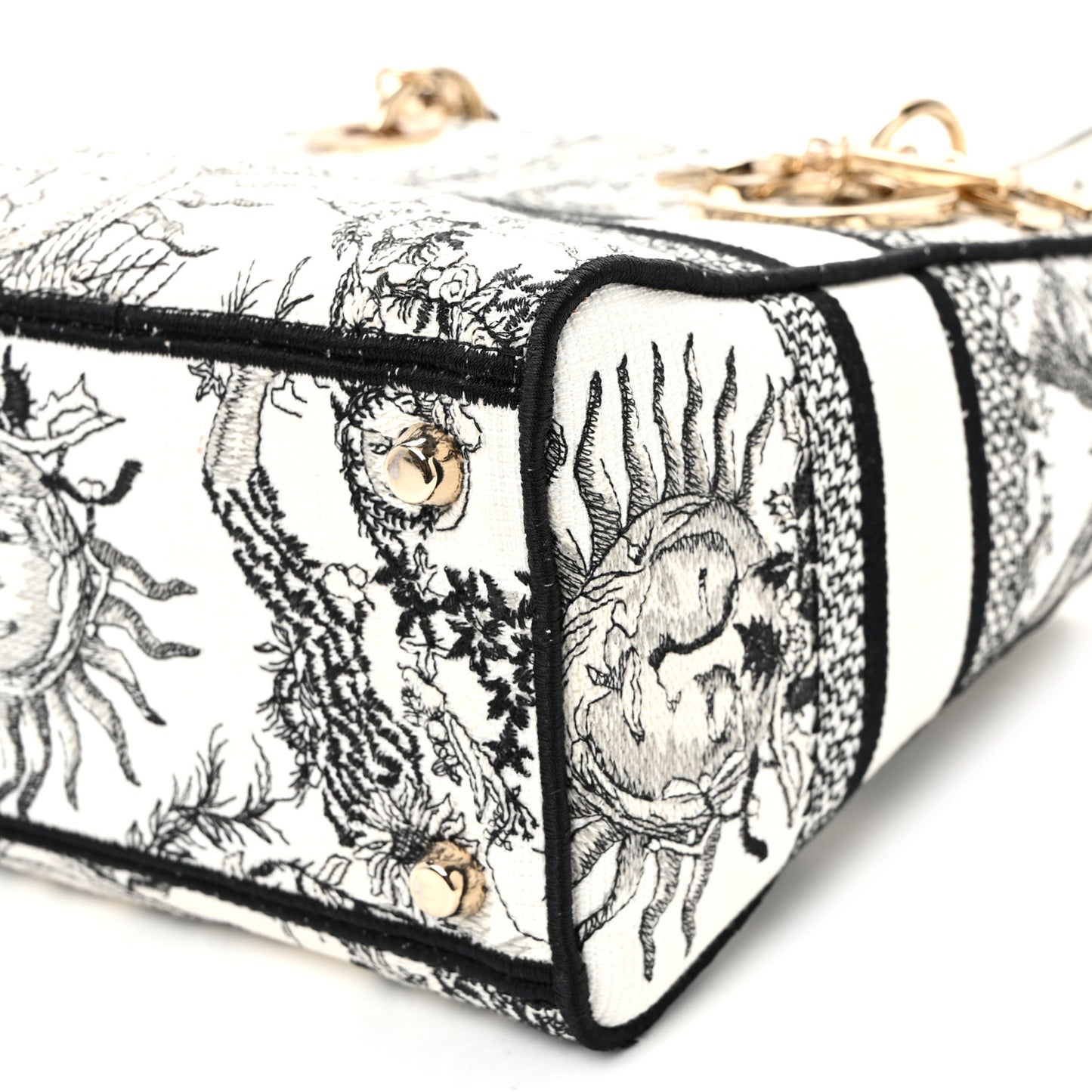 Canvas Embroidered Toile De Jouy Soleil Medium Lady D-Lite Latte