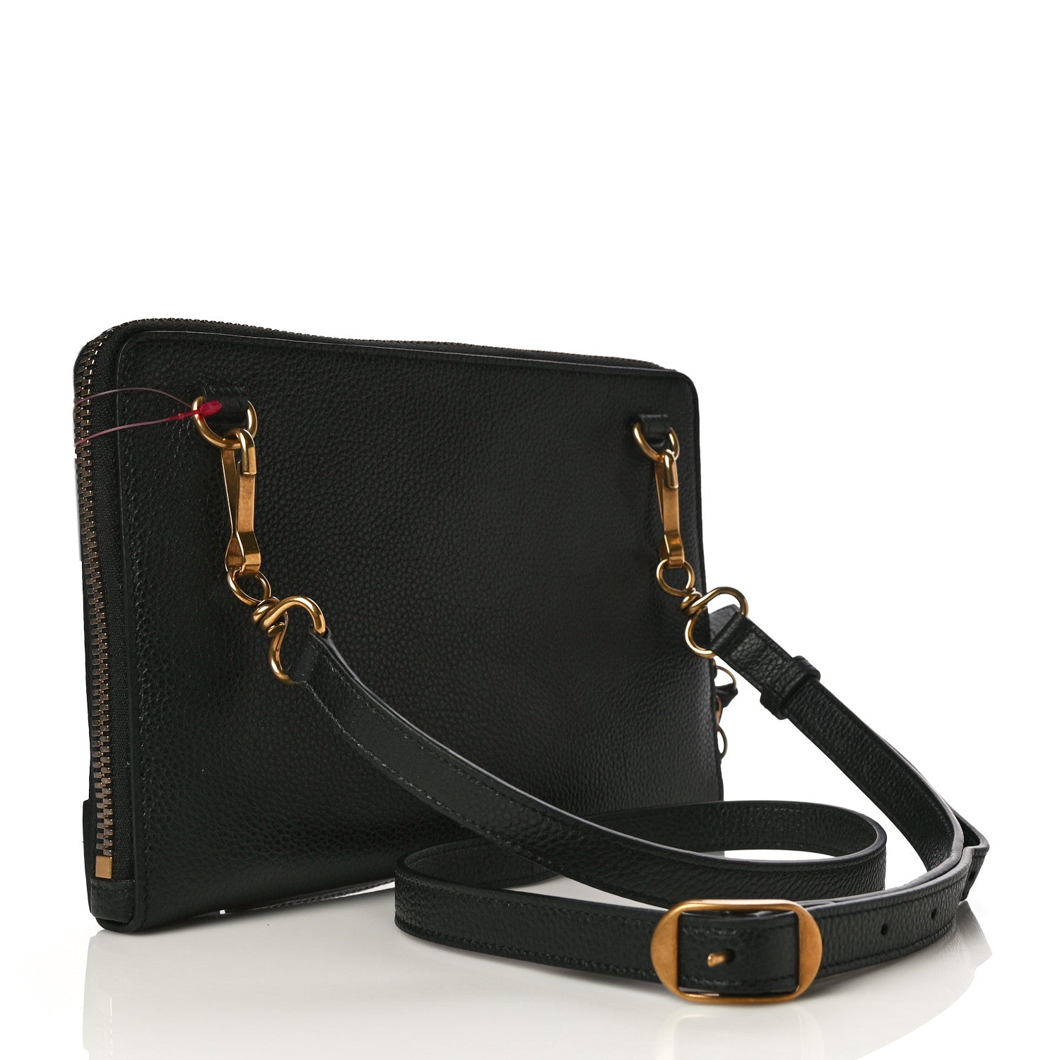 Balenciaga Grained Calfskin Neo Classic Gold Hardware Zip Around Crossbody Black 3 of 11