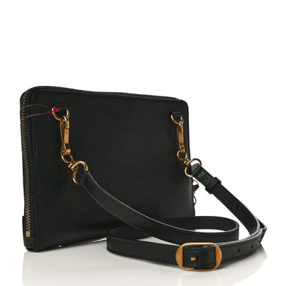Balenciaga Grained Calfskin Neo Classic Gold Hardware Zip Around Crossbody Black 3 of 11