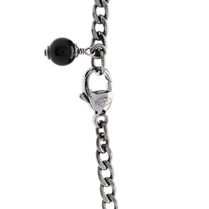 Chanel Crystal Textured CC Pendant Necklace Ruthenium 5 of 6