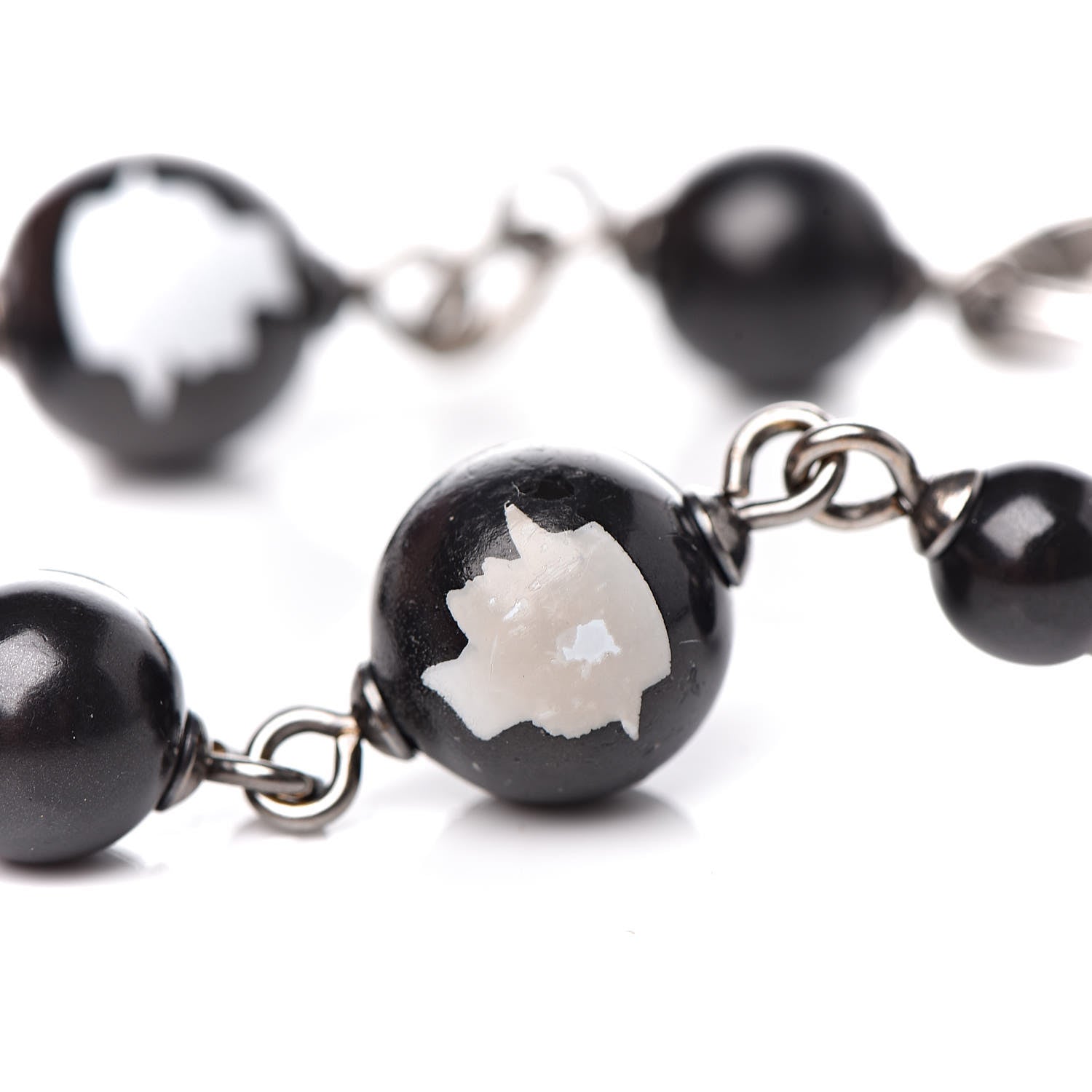 Chanel Ruthenium Camellia Bead CC Bracelet Black 6 of 10