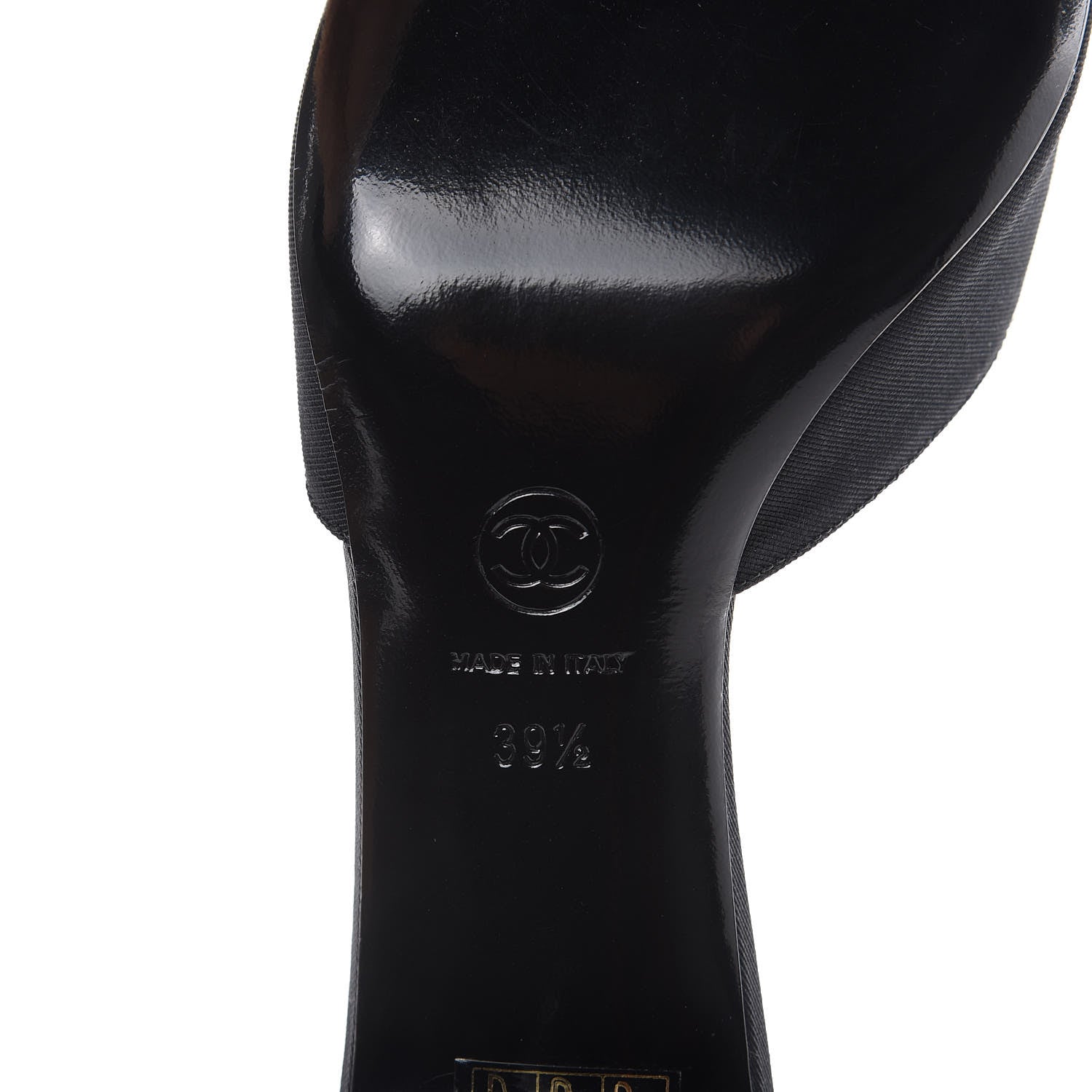 Chanel Metal Silk Grosgrain Camellia Mules 39.5 Black 7 of 7