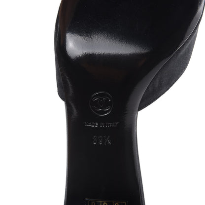 Chanel Metal Silk Grosgrain Camellia Mules 39.5 Black 7 of 7