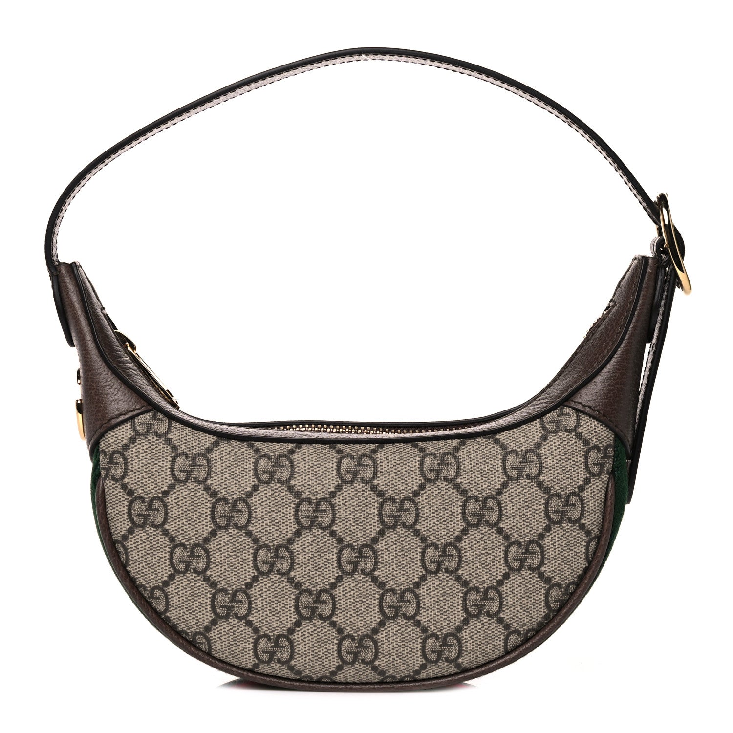 Gucci GG Supreme Monogram Textured Calfskin Web Mini Ophidia Half Moon Hobo Beige Ebony New Acero 1 of 10