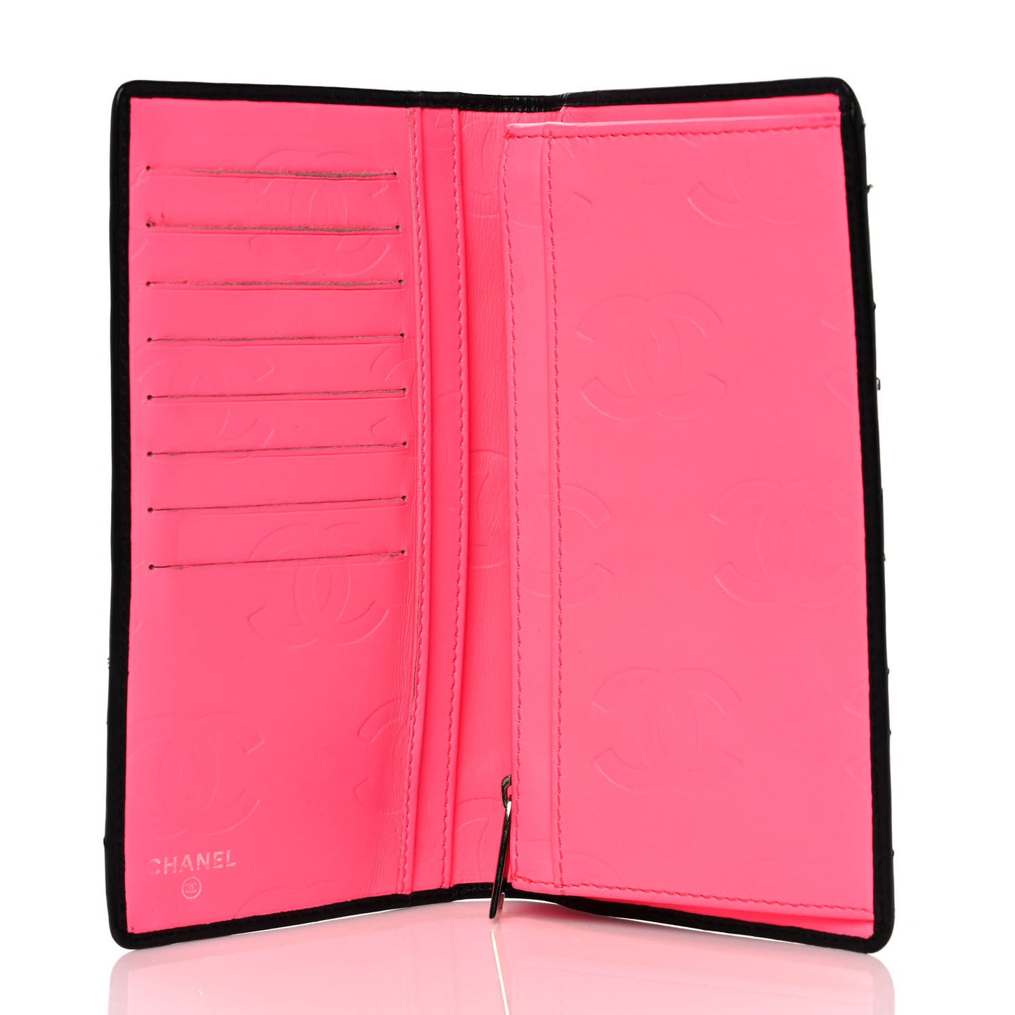 Calfskin Quilted Cambon Yen Wallet Black