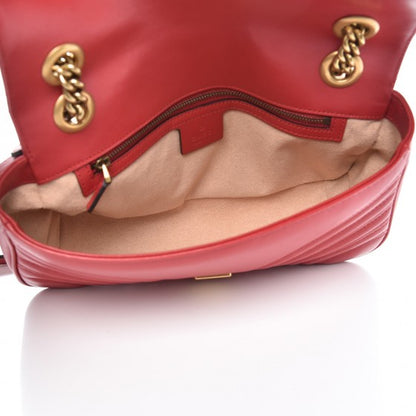Gucci Calfskin Matelasse Small GG Marmont Shoulder Bag Hibiscus Red 5 of 7