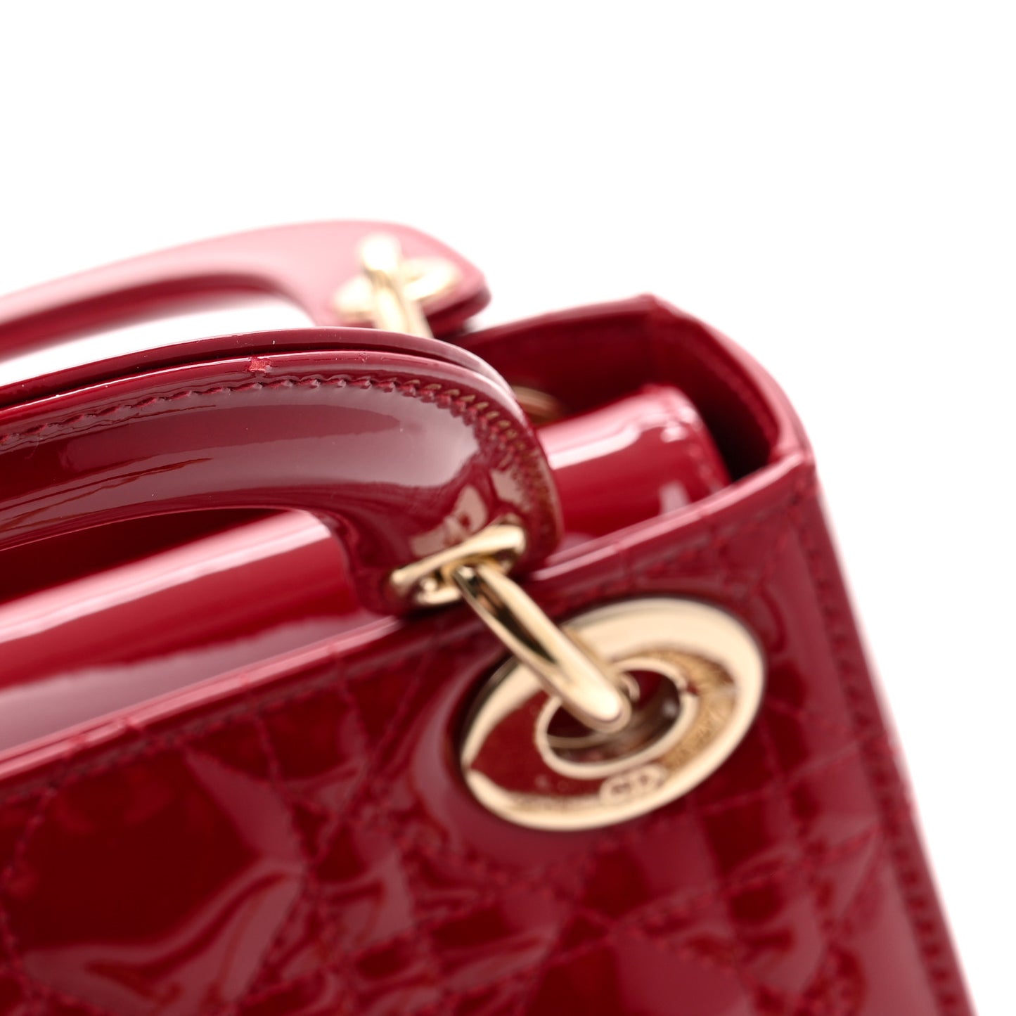 Patent Cannage Mini Lady Dior Red