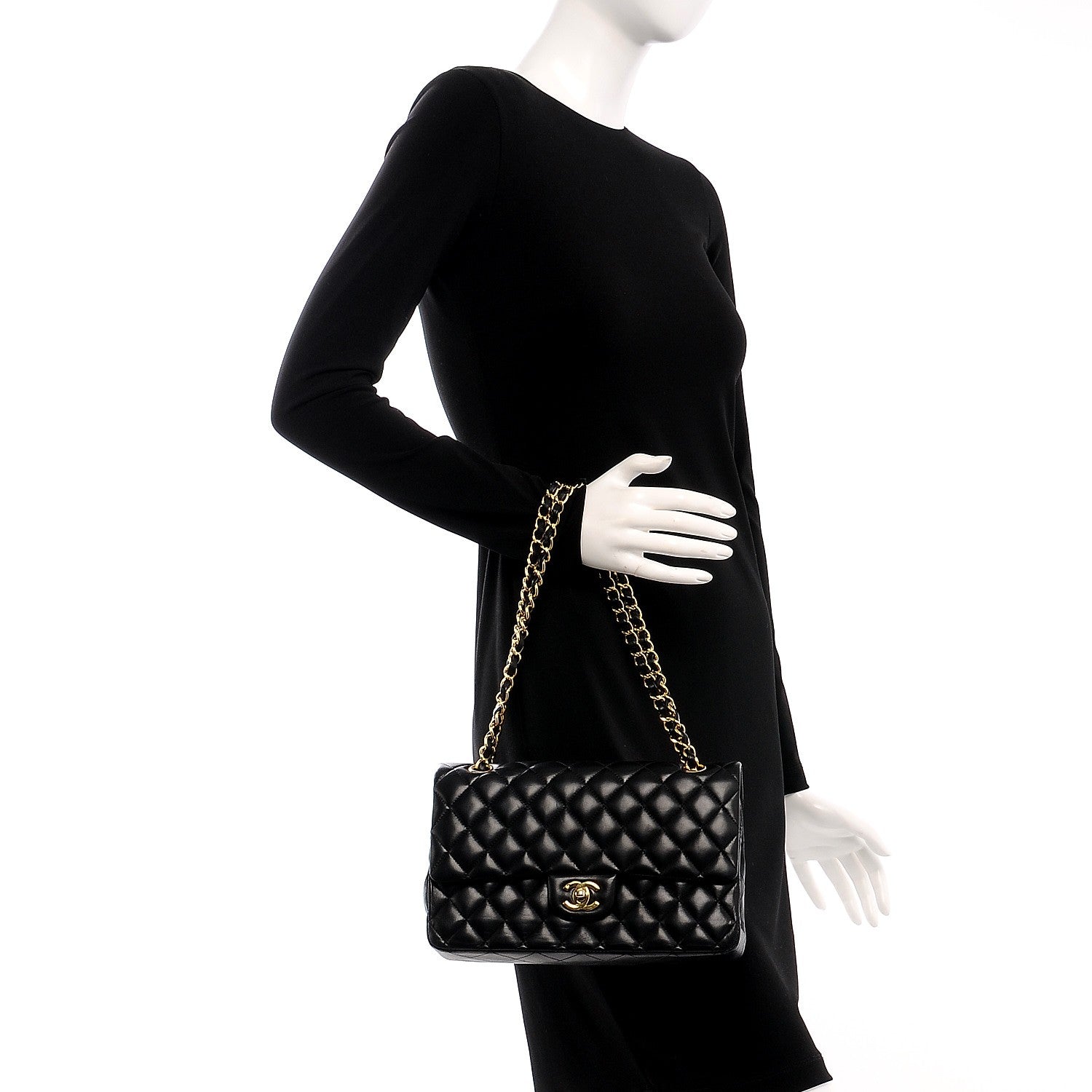 Chanel Lambskin Quilted Medium Double Flap Black 2 of 8