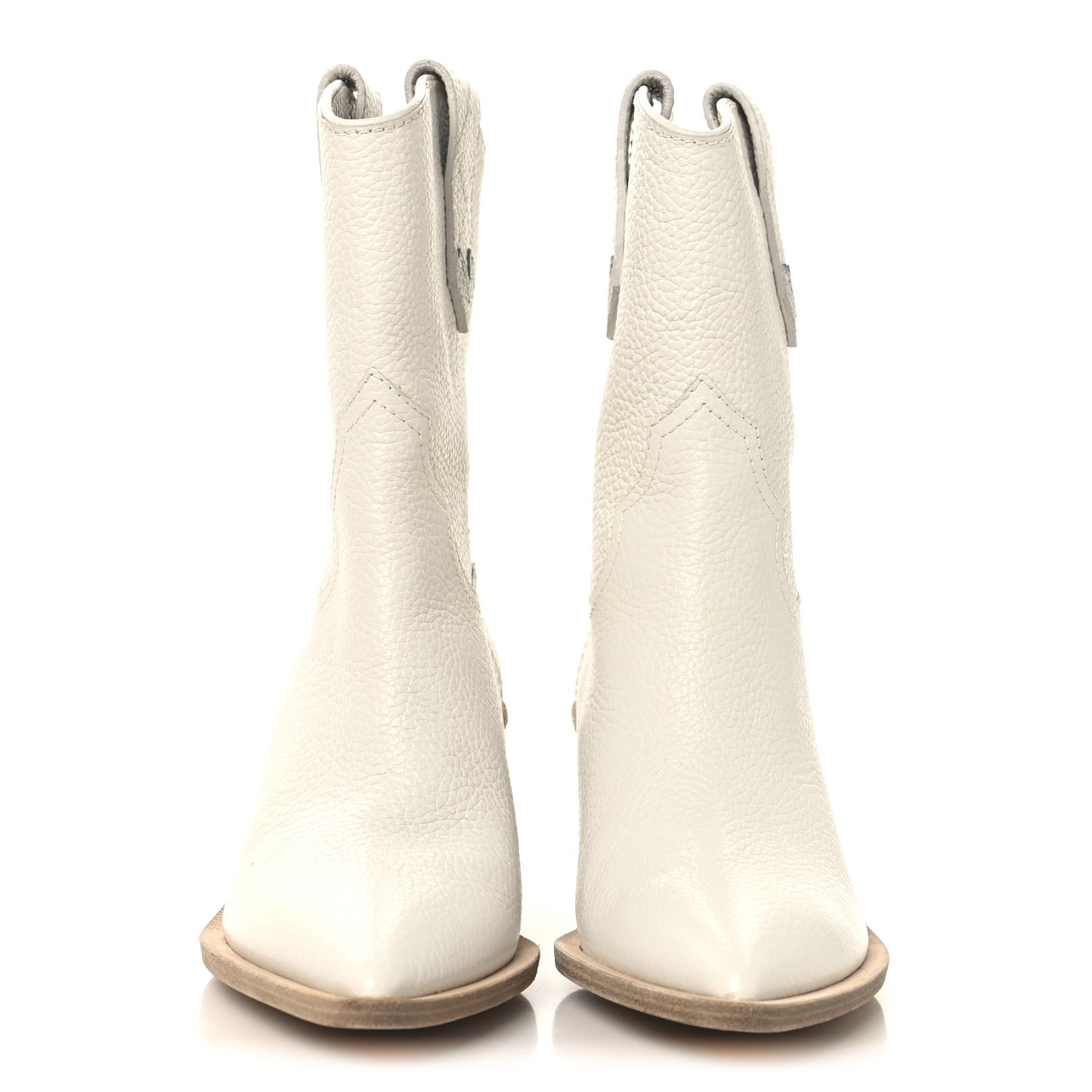 Grained Calfskin Cutwalk Ankle Boots 37.5 White