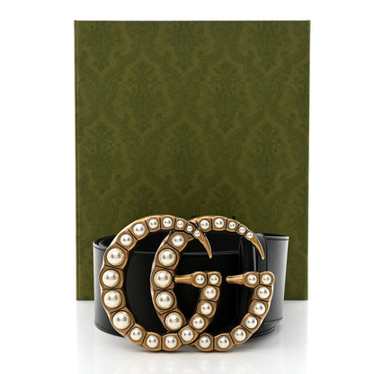 Gucci Moon Calfskin Pearl Double G 70mm Belt 85/34 Black Cream 6 of 6