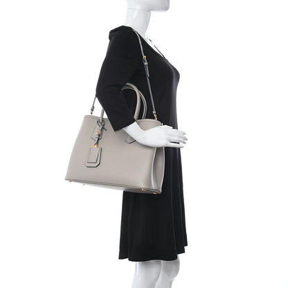 Prada Saffiano Cuir Medium Double Bag Pomice Bluette 2 of 11