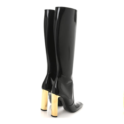 Saint Laurent Vitello Marilyn Auteuil 105 Knee High Zip Boots 38 Black 5 of 9