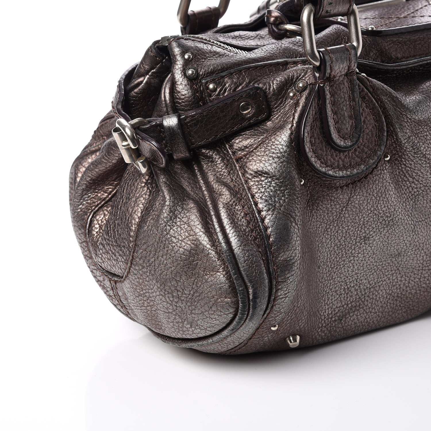 Chloe Metallic Calfskin Medium Paddington Satchel Grey 13 of 17
