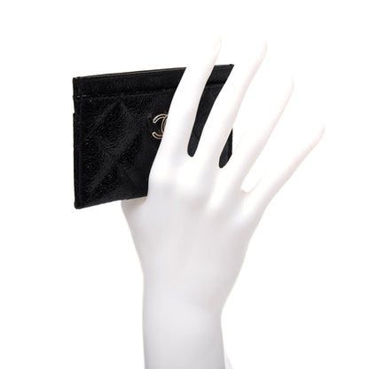 Chanel Calfskin Camellia Embossed Quilted Card Holder Black 2 of 11