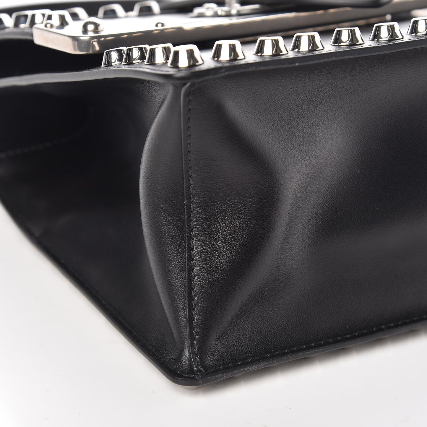 City Calfskin Saffiano Studded Cahier Bag Black